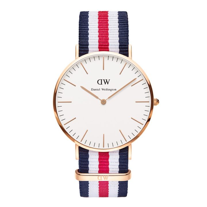 Daniel Wellington Horloge Classic Canterbury rosé-rood-wit-blauw 40 mm DW00100002