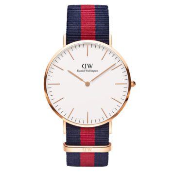 Daniel Wellington Horloge Classic Oxford staal/nato rosekleurig-blauw-rood DW00100001