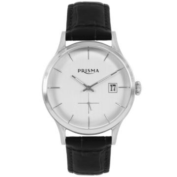 Prisma Herenhorloge P.2772 Lederen band Zilver