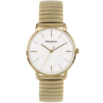 Prisma P.1607 Herenhorloge Rekband Goudkleurig 37 mm