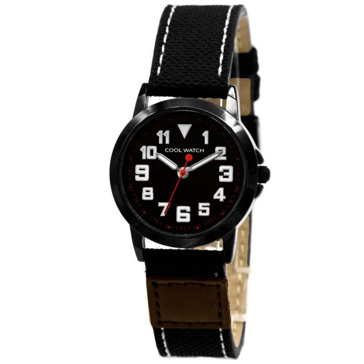 Coolwatch kinderhorloge 'Jort' canvas-staal bruin-zwart CW.245