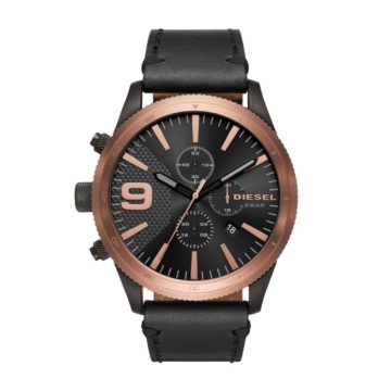 Diesel DZ4445 Horloge Chrono Rasp staal/leder zwart-rood 59 mm