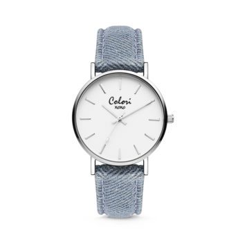 Colori XOXO 5 COL564 Horloge – Denim Band – Ø 36 mm – Licht Blauw / Zilverkleurig