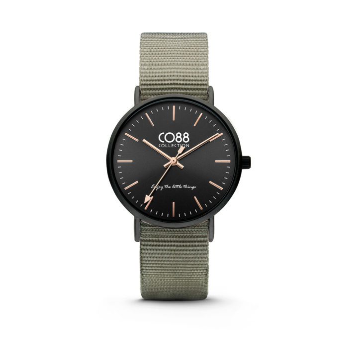 CO88 Horloge staal/nylon zwart/groen 36 mm 8CW-10037