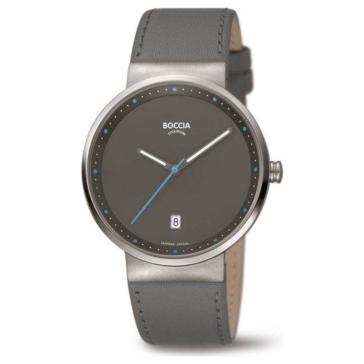 Boccia 3615-03 Horloge titanium/leder grijs 36 mm