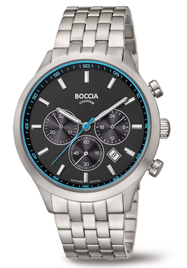 Boccia 3750-04 Horloge chronograaf titanium zilverkleurig 40 mm