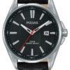 Pulsar PS9609X1 herenhorloge staal/leder zwart 43 mm