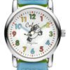 Colori Kinderhorloge Koe staal/nylon blauw-groen 28 mm 5-CLK067