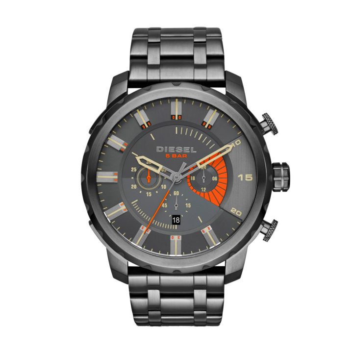 Diesel Horloge Chronograaf Stronhold staal antraciet 58 mm DZ4348