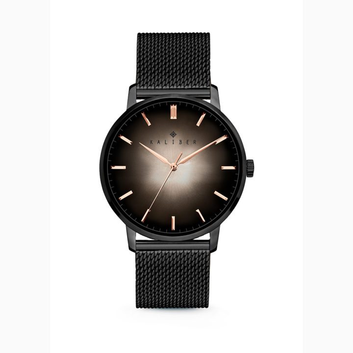 Kaliber 7KW 0009 Stalen Horloge met Mesh Band - Ø40 mm - Zwart / Rosékleurig