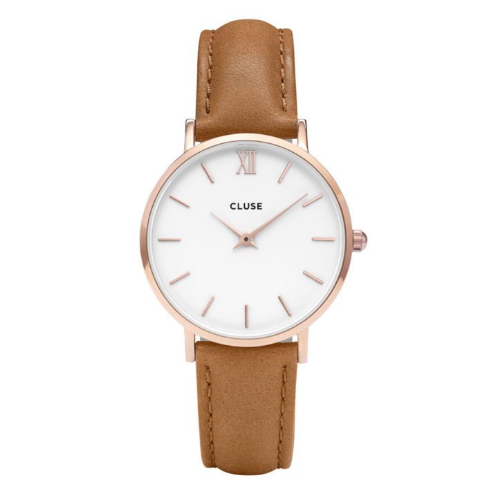 CLUSE CW0101203018 Horloge Minuit staal/leder rosekleurig-caramel