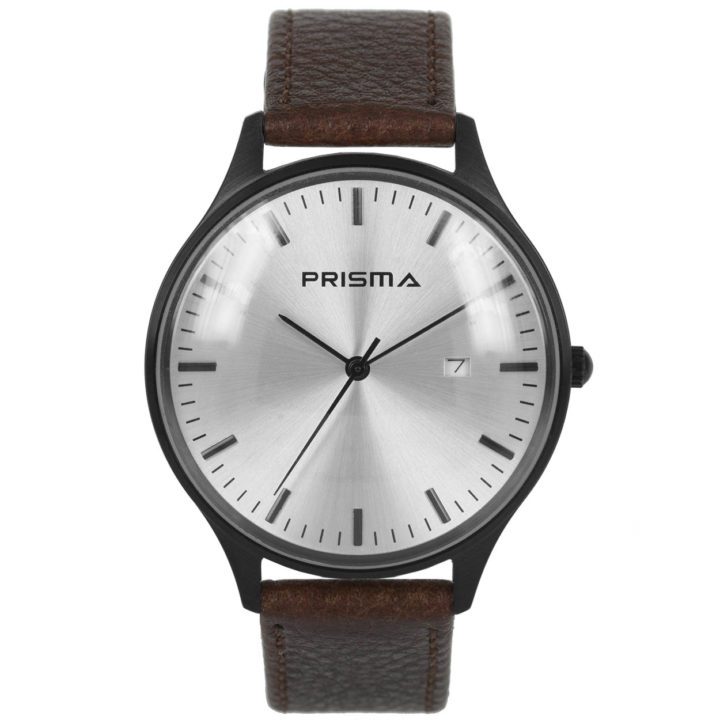 Prisma Herenhorloge P.1627.400F Lederen band Edelstaal