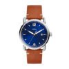 Fossil FS5325 Horloge The Commuter staal/leder blauw-cognac