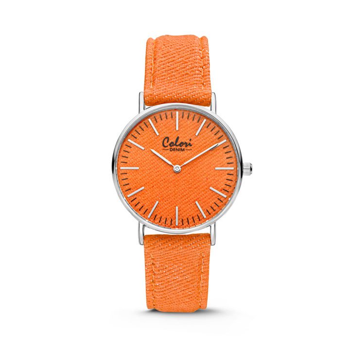 Colori Horloge Denim staal/denim oranje 36 mm 5-COL421