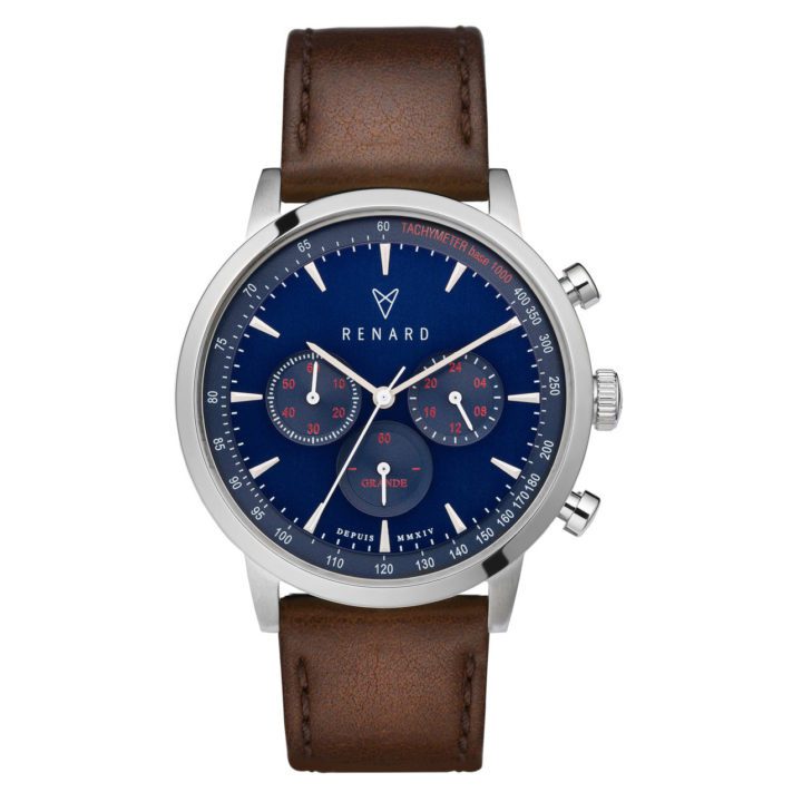 Renard Horloge RC402SS41VBR Grande Chrono silver-blue-Veau brown