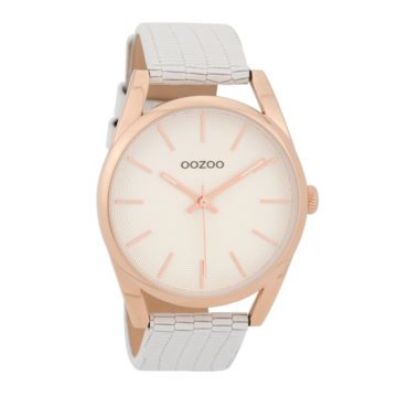 OOZOO C9572 Horloge Timepieces Collection zilver- rosekleurig-wit