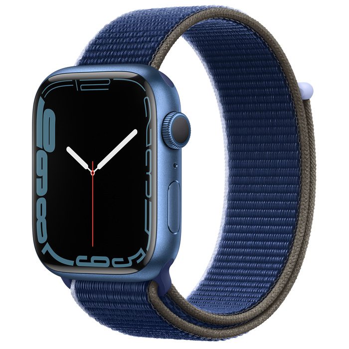 Apple Watch Series 7 GPS 45mm Blue Aluminum with Deep Navy Sport Loop A2474