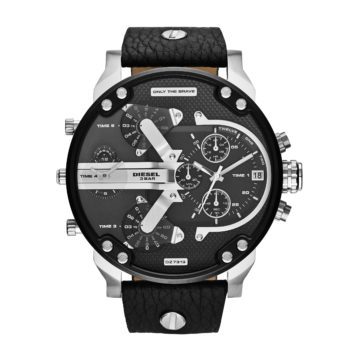 Diesel Horloge Chronograaf Mr. Daddy 2,0 staal/leder zwart DZ7313