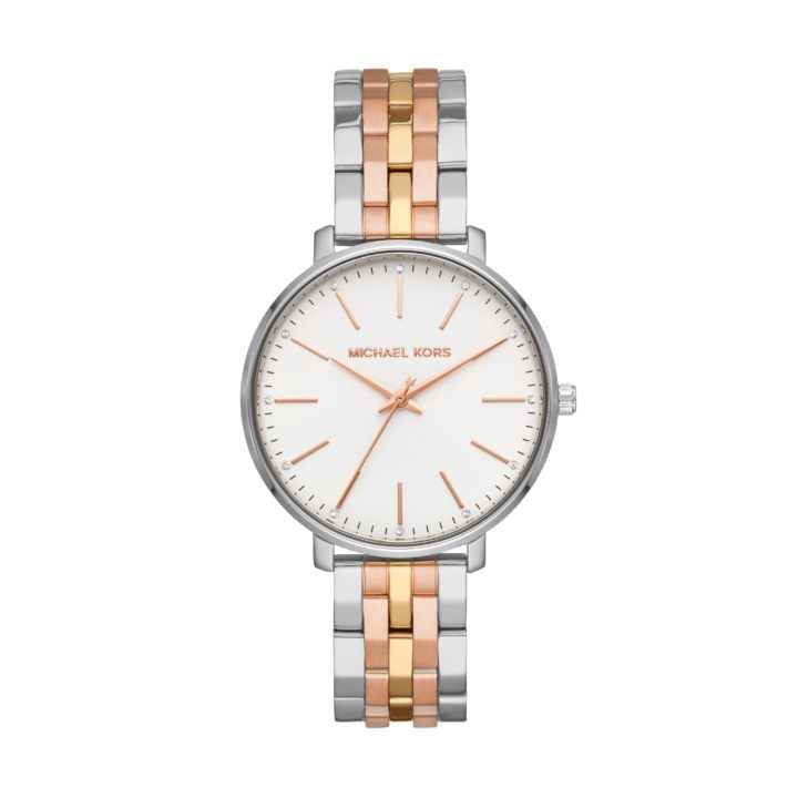 Michael Kors MK3901 Horloge Pyper staal zilver- en rosekleurig 38 mm