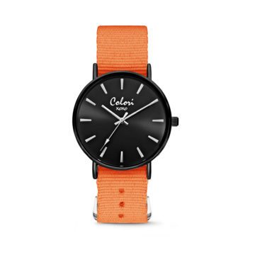 Colori XOXO 5 COL556 Horloge geschenkset met Armband – Nato Band – Ø 36 mm – Oranje / Zwart