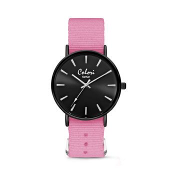 Colori XOXO 5 COL558 Horloge geschenkset met Armband – Nato Band – Ø 36 mm – Roze / Zwart