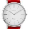 OOZOO C9308 Horloge Vintage staal zilverkleurig-rood 36 mm