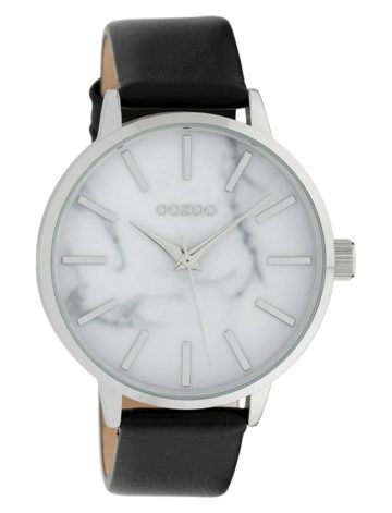 OOZOO C9757 Horloge staal/leder Marble Black 42 mm