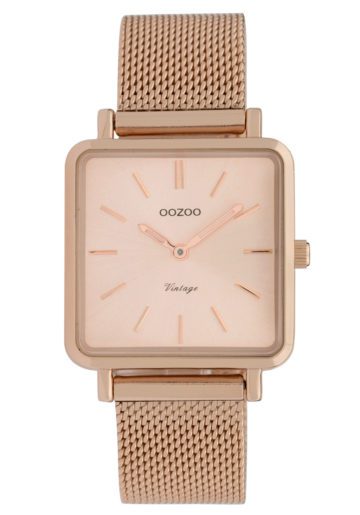 OOZOO C9847 Horloge staal/mesh rosekleurig 29 x 29 mm