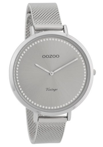 OOZOO C9855 Horloge staal/mesh zilverkleurig-grijs 40 mm