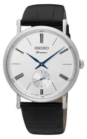 Seiko SRK035P1 Premier Herenhorloge staal/leder zilverkleurig-zwart