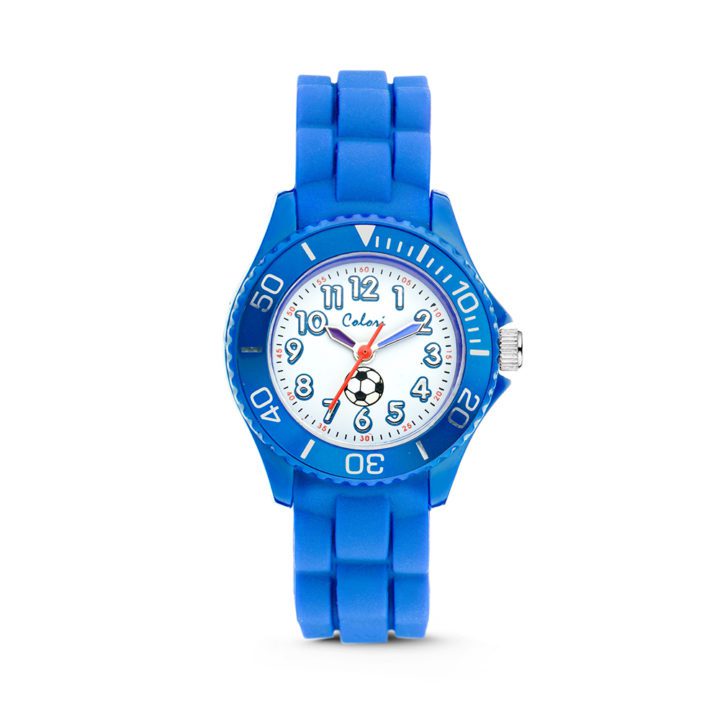 Colori kinderhorloge Voetbal blauw 30 mm 5-CLK011