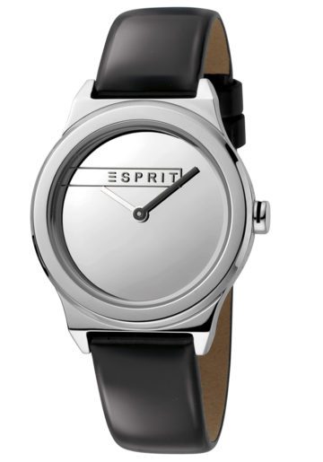 Esprit Horloge Magnolia staal/leder 34 mm zilverkleurig-zwart ES1L019L0015