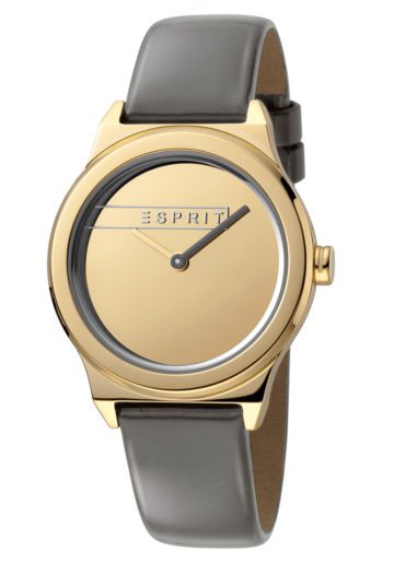 Esprit Horloge Magnolia staal/leder 34 mm goudkleurig-grijs ES1L019L0035