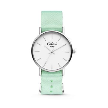 Colori XOXO 5 COL547 Horloge geschenkset met Armband – Nato Band – Ø 36 mm – Mint Groen / Zilverkleurig