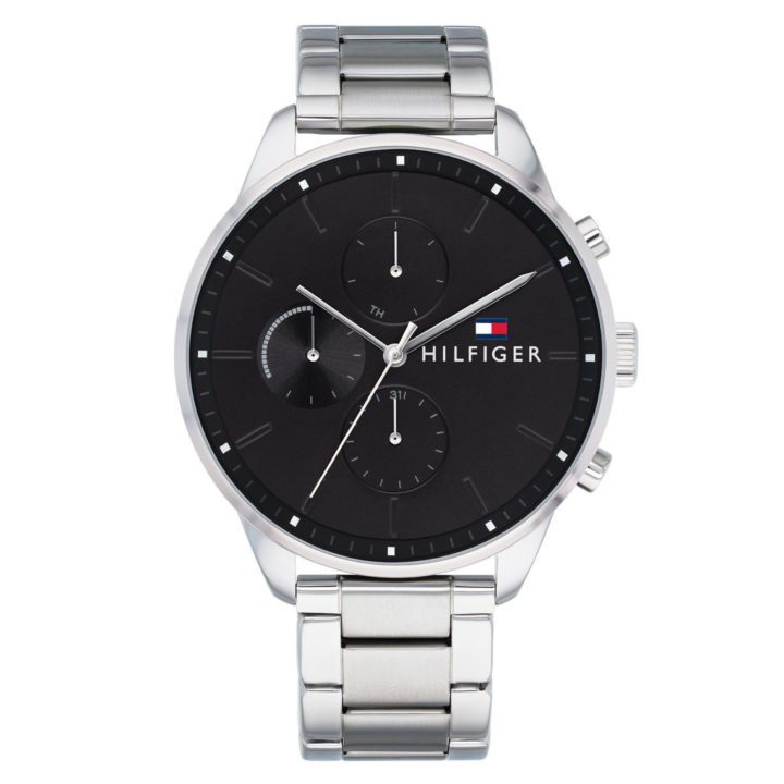 Tommy Hilfiger Horloge Chase 44 mm zilverkleurig-zwart 1791485