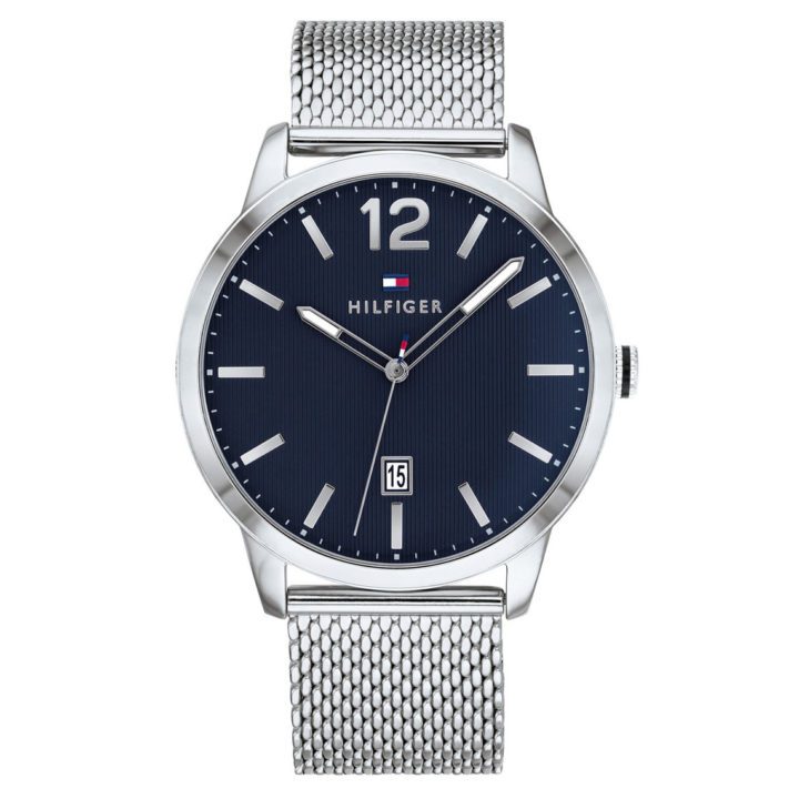 Tommy Hilfiger Horloge Dustin 44 mm zilverkleurig-blauw 1791500