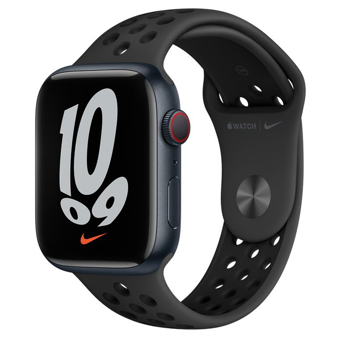 Apple Watch Nike Series 7 GPS + Cellular 45mm Midnight Aluminum with Nike Black Sport Band A2477