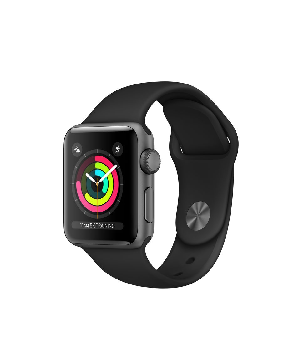 Apple Watch Series 3 GPS 38mm Space Gray Aluminum Case with Black Sport MTF02LL/A